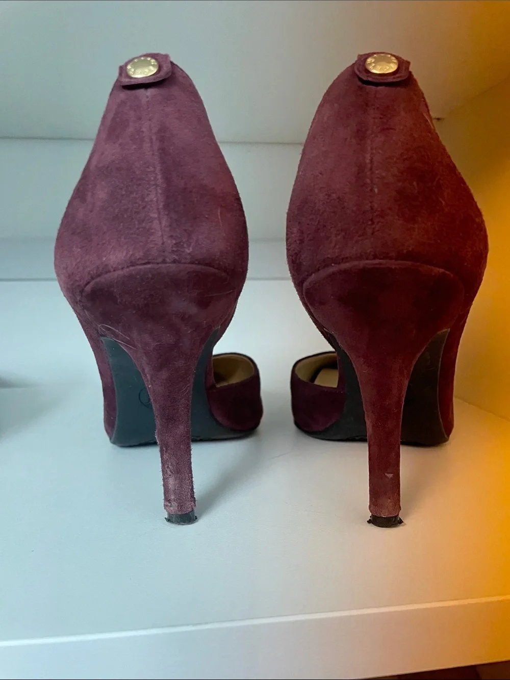 Michael Kors Burgundy Suede Pointed Toe Slingback Heels